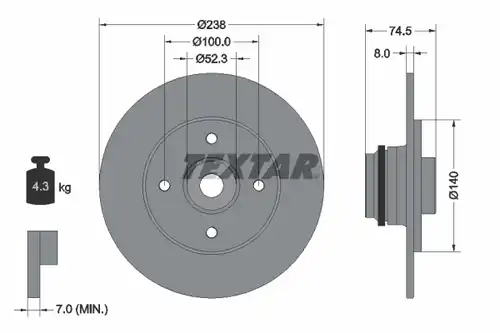 спирачен диск TEXTAR 92242100