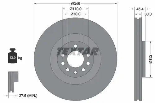 спирачен диск TEXTAR 92242403