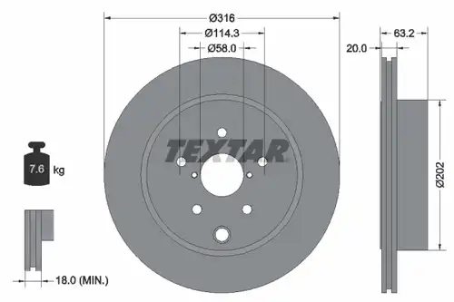 спирачен диск TEXTAR 92243703