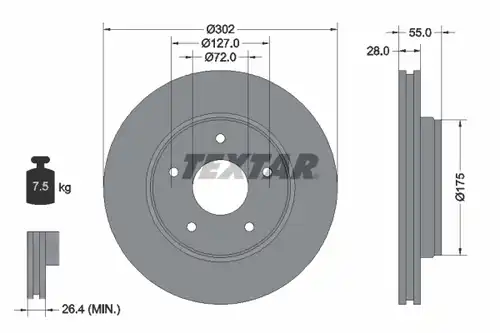 спирачен диск TEXTAR 92253303