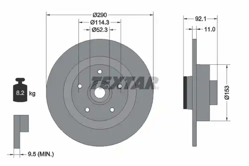 спирачен диск TEXTAR 92254103