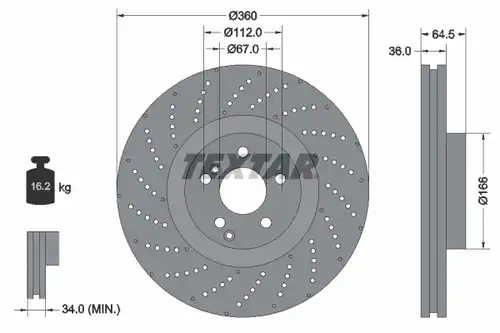 спирачен диск TEXTAR 92260305