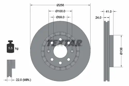 спирачен диск TEXTAR 92263303