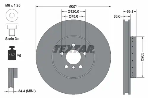 спирачен диск TEXTAR 92266025