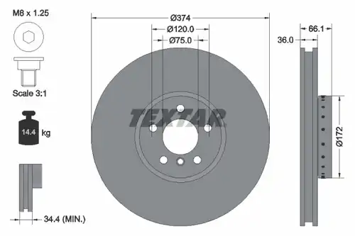спирачен диск TEXTAR 92266325