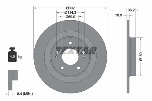 спирачен диск TEXTAR 92267403