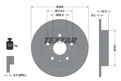 спирачен диск TEXTAR 92268403