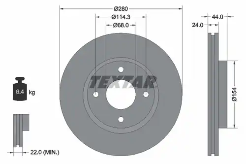 спирачен диск TEXTAR 92269203