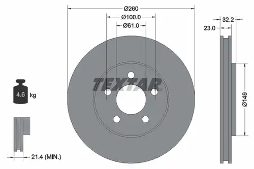 спирачен диск TEXTAR 92271603
