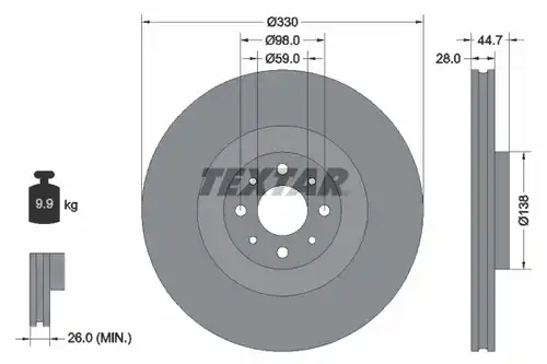 спирачен диск TEXTAR 92272403