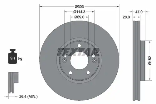 спирачен диск TEXTAR 92273303