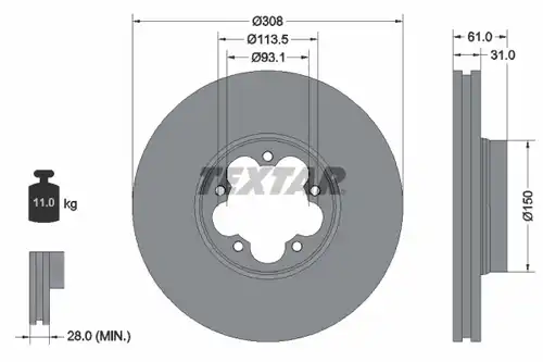 спирачен диск TEXTAR 92274303