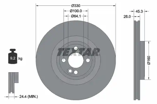 спирачен диск TEXTAR 92275403