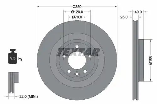 спирачен диск TEXTAR 92278403