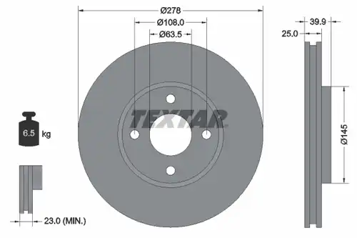 спирачен диск TEXTAR 92279003