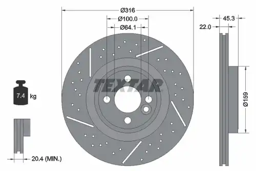 спирачен диск TEXTAR 92279105