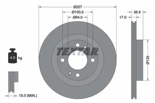 спирачен диск TEXTAR 92282503
