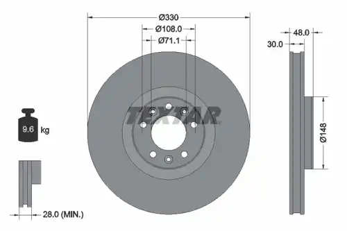 спирачен диск TEXTAR 92283403
