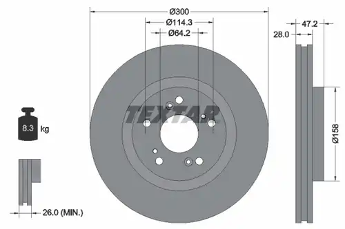 спирачен диск TEXTAR 92284603