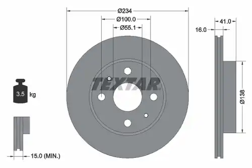 спирачен диск TEXTAR 92285603