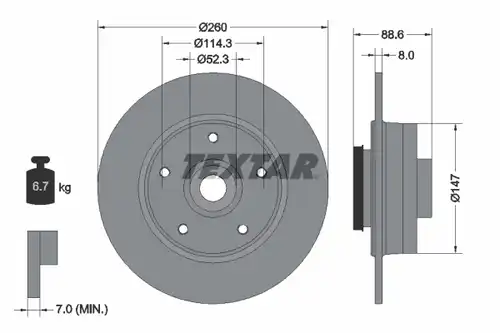 спирачен диск TEXTAR 92291003