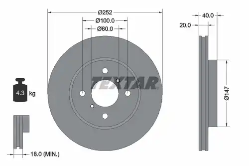 спирачен диск TEXTAR 92292903
