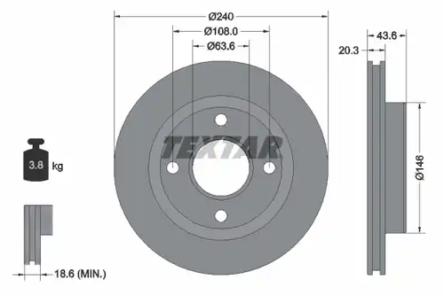 спирачен диск TEXTAR 92294703