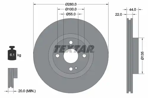 спирачен диск TEXTAR 92301503