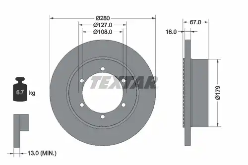 спирачен диск TEXTAR 92304003