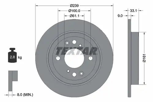 спирачен диск TEXTAR 92304403