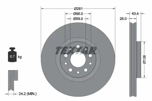 спирачен диск TEXTAR 92304803