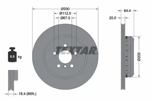 спирачен диск TEXTAR 92305025