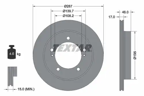 спирачен диск TEXTAR 92314103