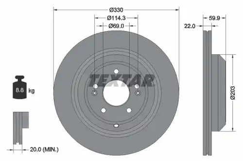 спирачен диск TEXTAR 92314905