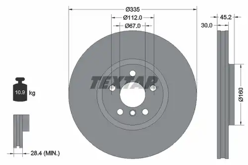 спирачен диск TEXTAR 92316205