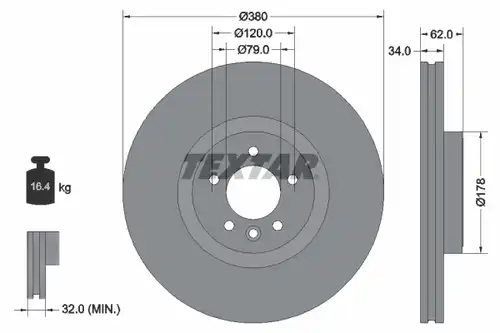 спирачен диск TEXTAR 92316405