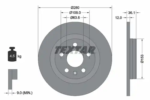 спирачен диск TEXTAR 92323803