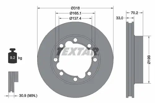 спирачен диск TEXTAR 92332400