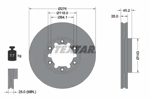 спирачен диск TEXTAR 92338603