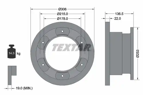 спирачен диск TEXTAR 93127300