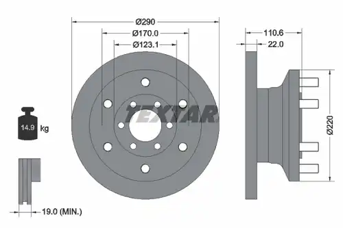 спирачен диск TEXTAR 93175400