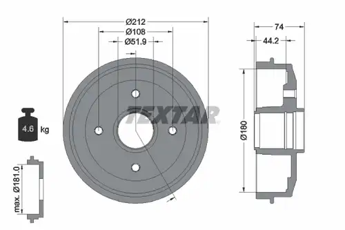спирачен барабан TEXTAR 94011800