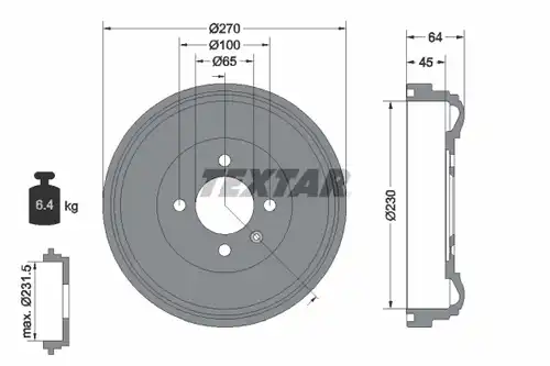 спирачен барабан TEXTAR 94012000