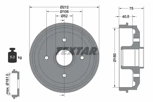 спирачен барабан TEXTAR 94016900