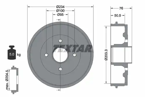 спирачен барабан TEXTAR 94017000