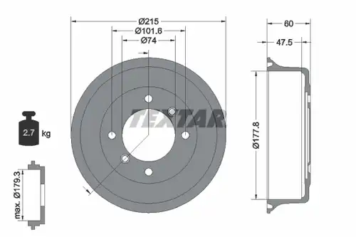 спирачен барабан TEXTAR 94017100