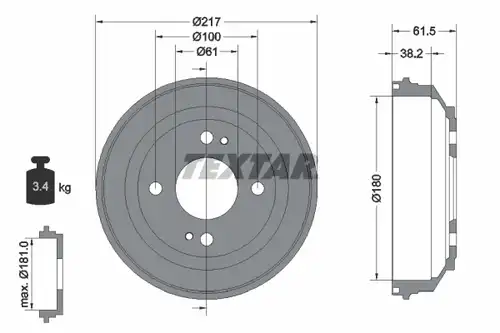 спирачен барабан TEXTAR 94017500