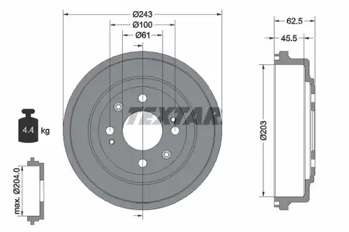 спирачен барабан TEXTAR 94017600