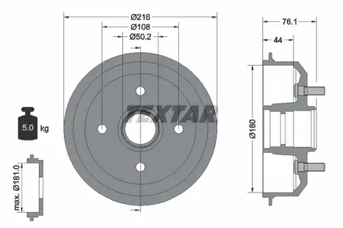 спирачен барабан TEXTAR 94018500