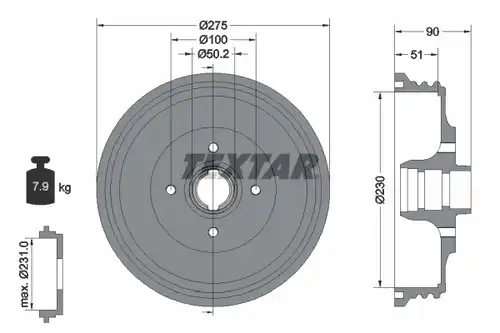 спирачен барабан TEXTAR 94018900